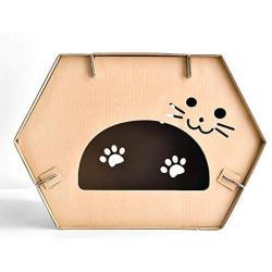 Dr.NONO Cat House Scratcher Post Cardboard Condo Cave with Catnip,Pet House Apartment,Made of Recyclable Cardboard Material