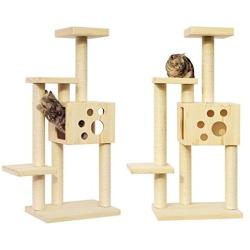 SAsagi Solid Wood Pine Cat Tree,Scratching Board Cat Furniture Tower House Cat Nest Toy Can Multi-Places for Play Sleep Grinding Claws