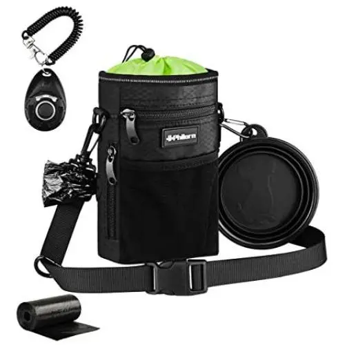 PHILORN Dog Training Treats Pouch, Water-Resistant Reflective Pet Dog Treat Pouch Bag with Poop Bag and Built-in Dispenser, Collapsible Bowl, Clicker, Easy-to-Clean Liner, 3 Ways to Wear PHILORN Dog Training Treats Pouch, Water-Resistant Reflective Pet Dog Treat Pouch Bag with Poop Bag and Built-in Dispenser, Collapsible Bowl, Clicker, Easy-to-Clean Liner, 3 Ways to Wear