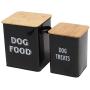 Pethiy Dog Food and Treats Storage tin Containers Set with Scoop for Dogs-Tight Fitting Wood Lids-Coated Carbon Steel-Storage Canister Tins