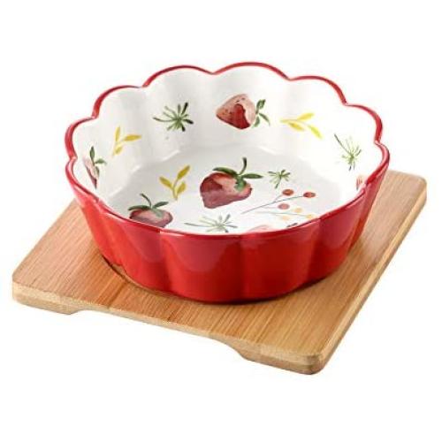 LIONWEI LIONWELI Ceramic No Spill Cat Bowl Dog Bowls pet Dish for Food and Water with Wood Base Stand