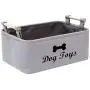 Xbopetda Canvas Dog Toy Basket Dog Treat and pet Toy Storage Bin Dog Food Storage Pet Treat Canisterv with Wooden Handle, Large(Gray)