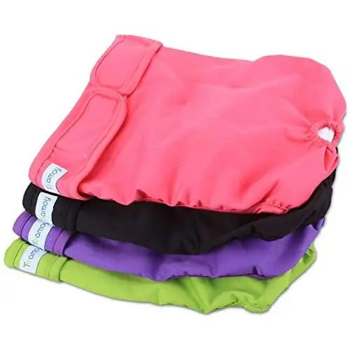 Teamoy 4pcs Washable Female Dog Diapers, Reusable Doggie Diaper Wraps for Female Dogs, Super-Absorbent and Comfortable, XL