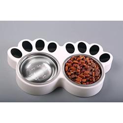 Paw Design Pet Feeder with Stainless Steel Bowls