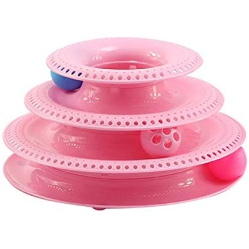 Pet Cat Turntable Interactive Toys Pet Intellectual Track Tower Funny Cat Toy Plate Funny Intelligent Toys for Small Cat Kitten, 1PC
