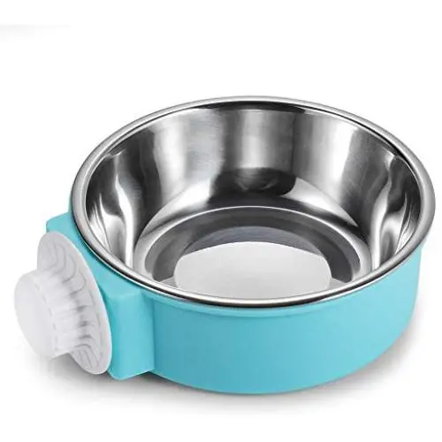Crate Dog Bowl Stainless Steel Removable Food Bowl Feeder Pet Drink Water Dish Hanging on Cages for Puppy Cat Parrot Bird