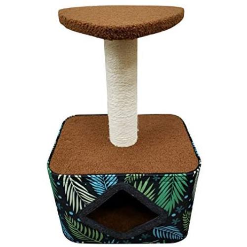 Pet Laugh Cat Tree with Cat House – Cat Scratching Post Made with Pinewood, Comfortable Fabrics, and Natural Sisal