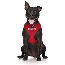 Dexil Limited DO NOT PET Red Color Coded Non-Pull Front and Back D Ring Padded and Waterproof Vest Dog Harness Prevents Accidents by Warning Others of Your Dog in Advance