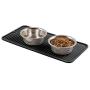 mDesign Premium Quality Pet Food and Water Bowl Feeding Mat for Dogs and Puppies - Waterproof Non-Slip Durable Silicone Placemat - Raised Edges, Food Safe, Non-Toxic - Small, 2 Pack - Black