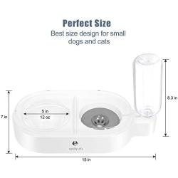 UPSKY Double Dog Cat Bowls Pet Automatic Water Dispenser Detachable Dog Glass Feeder Bowl No-Spill Pet Food Water Bowls for Cats and Small Dog