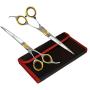 Sharf Professional Pet Shears Kit: Gold Touch Dog Grooming 7.5 Inch Curved Shear & 7.5 Inch Straight Scissors | Must-Have Groomers & Home Groomer Scissors Set