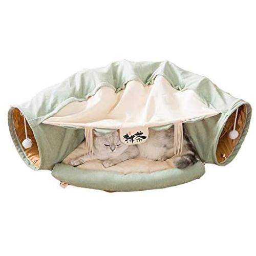 WSXG Cat Tunnel, Cat Play Tunnel, 2 in 1 Cat Tube Toy with Scratching Ball Mate House Can Play Or Rest Suitable for Pets Under 15Kg / 33Lbs
