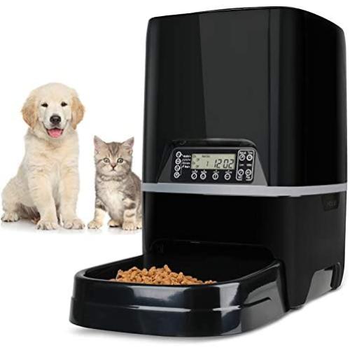 6.5L Pet Feeder,Automatic Cat Feeder | Timed Programmable Auto Pet Dog Food Dispenser Feeder for Kitten Puppy - Portion Control Up to 4 Meals/Day,Voice Recording,Battery and Plug-in Power