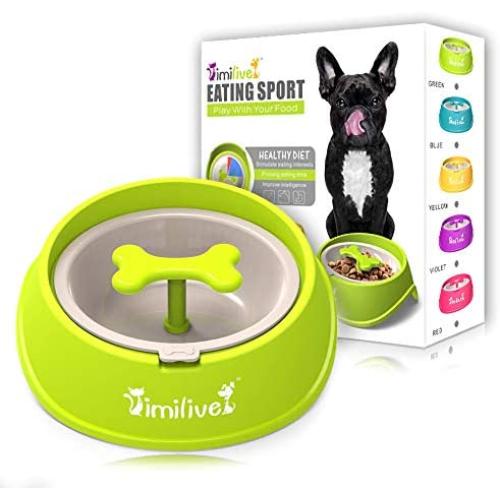 AINAAN Dog Feeder Slow Eating Pet Bowl Eco-Friendly Durable Non-Toxic Preventing Choking Healthy Design （Green）