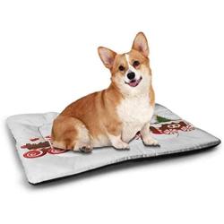 DayDayFun Christmas Dog Mat Train with Gingerbread Cream Candy Cartoon Toys Snowflakes Presents Pet Mats for Food and Water White Brown Vermilion