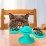 JHT 2PACK Windmill Cat Toy Turntable Teasing Toys with Two Flash Lights Four Catnip Two Balls Strong Suction Cup Spinning Cat (Blue &Red)