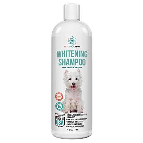 Dog Whitening Shampoo, Gentle Sulfate Free Formula, Brightens White and Darkens Black Coats, Dog Shampoo Proudly Made In The USA, 14 Fl Oz Bottle
