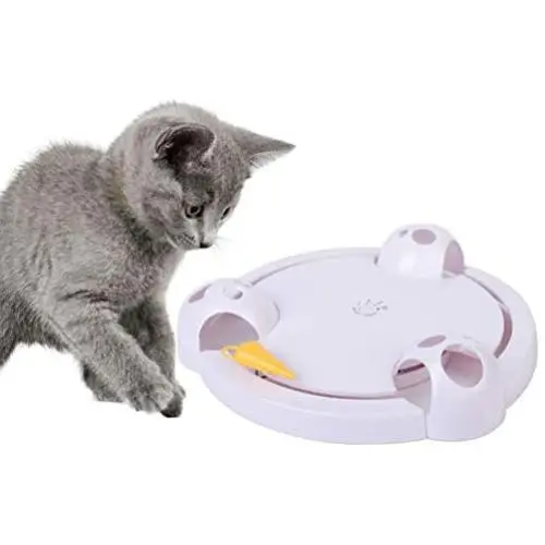 GMWZ Interactive Pet Cat Toys, Funny Cat Automatic Rotating Cat Play Teaser Plate Mice Catch, Toy Electric Playing Exercise Toys GMWZ Interactive Pet Cat Toys, Funny Cat Automatic Rotating Cat Play Teaser Plate Mice Catch, Toy Electric Playing Exercise Toys