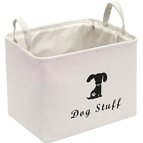Geyecete Linen Storage Basket Bin Chest Organizer - Perfect for Organizing Dog Apparel & Accessories Storage, Dog Shirts, Dog Coats, Dog Toys, Dog Clothing, Dog Dresses, Gift Baskets-White Geyecete Linen Storage Basket Bin Chest Organizer - Perfect for Organizing Dog Apparel & Accessories Storage, Dog Shirts, Dog Coats, Dog Toys, Dog Clothing, Dog Dresses, Gift Baskets-White
