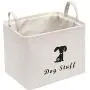 Geyecete Linen Storage Basket Bin Chest Organizer - Perfect for Organizing Dog Apparel & Accessories Storage, Dog Shirts, Dog Coats, Dog Toys, Dog Clothing, Dog Dresses, Gift Baskets-White Geyecete Linen Storage Basket Bin Chest Organizer - Perfect for Organizing Dog Apparel & Accessories Storage, Dog Shirts, Dog Coats, Dog Toys, Dog Clothing, Dog Dresses, Gift Baskets-White