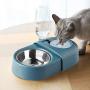 ECOSCO Pet Dog Cat Water Food Double Bowls Set, Detachable Stainless Steel Bowl, Dispenser Bottle Cat Bowl,Non-Wet Mouth Leak-Proof Automatic Water Storage Feeding Bowl