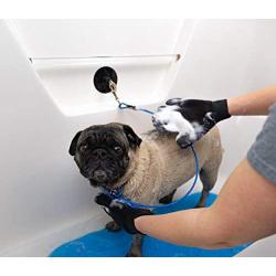 Dog Washing Bundle Includes Safe Groom Lead with Suction Cup, Non-Slip Tub Bath Mat & Massaging Gloves