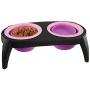 LOVE2PET Collapsible Dual Silicone Bowls with Stand for Dogs & Cats, Pink