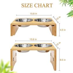 Niubya Dog Bowl with Elevated Stand, Bamboo Framed Raised Bowls