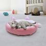 CROWNY Cat Bed Round Pet Bed for Cats, Kittens, Puppies and Small Dogs / 18.5 inch Washable Pet Bed with Waterproof Bottom