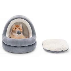 Rednut Cat Bed for Indoor Cats, Therapeutic Round Cuddle Nest Snuggery Burrow Blanket Pet Bed, Machine Washable Cat Beds, and Anti-Slip & Water-Resistant Bottom for Indoor Cats