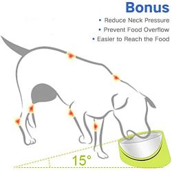 ljfjf Mess Free 15deg; Slanted Bowl for Dogs and Cats, Tilted Angle Bulldog Bowl Pet Feeder, Non-Skid & Non-Spill, Easier to Reach Food 600ml Light Blue