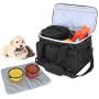 LUXJA Dog Travel Bag (Includes 2 Lined Food Containers, 2 Collapsible Bowls and 1 Removable Placemat), Dog Gear Bag for Dog Travel Accessories