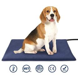 Amzdest Pet Heating Pad - Electric Heating Pad for Dogs and Cats Indoor Warming Mat with Chew Resistant Steel Cord & Washable Cover, Waterproof Cat Dog Heated Pet Bed Pad with 2 Auto Constant Control