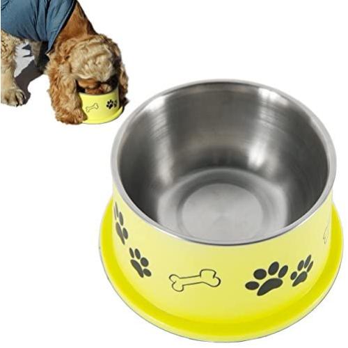 PETish Spaniel Bowl for Long Ear Dog - Ergonomic Personalized Custom Design Bowls, NO Tip Stainless Dish (Medium ( 17oz - 6.3 x 5.3 x 3.0inch ), Banana Yellow)