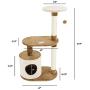 PETMAKER Cat Tree Condo 3 Tier with Condo & Scratching Posts, 37.5'', Brown & Tan