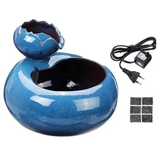 KUANDARM Fountains and Water Features,Dog Cat Ceramic 1.5L Pet Drinker Bowl Auto Cycle Drinking Dispenser Tools with Water Pump Drinking Fountains for Dogs, Blue KUANDARM Fountains and Water Features,Dog Cat Ceramic 1.5L Pet Drinker Bowl Auto Cycle Drinking Dispenser Tools with Water Pump Drinking Fountains for Dogs, Blue
