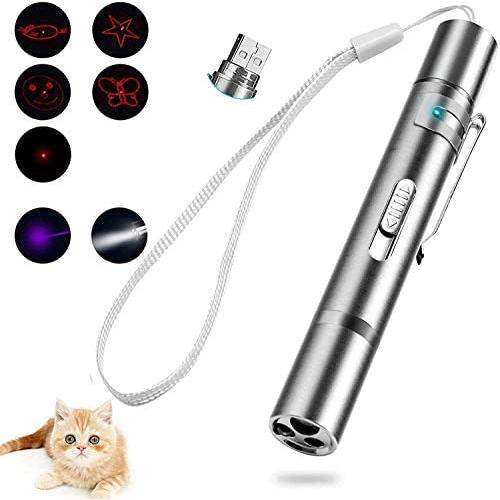 Cat Toys for Indoor Cats, Interactive Cat Wand Toy, Kitten Chase Toys for Indoor Kitten Playing, Stainless Steel Cat Wand Toy Pet Training Exercising Stick Toy to Keep Kitty or Dogs Busy