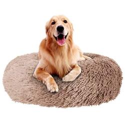 Anuwsasa Dog Calming Bed, Ultra Soft Donut Cuddler Nest Warm Plush Dog Cat Cushion with Cozy Sponge Non-Slip Bottom for Small Medium Pets, Machine Washable