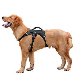 PETLOFT Big Dog Harness, Soft Texture Adjustable No Pull Dog Harness with Stainless Steel Rings, Adjustable Outdoor Training for Dogs Reflective Vest Harness, Easy Control for Small Medium Large Dogs