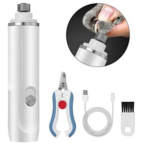 OWNPETS Dog Nail Grinder Clipper, 2-Speed Rechargeable Electric Nail Grinder for Dogs with 3 Grinding Ports, Pet Nail Clippers and Trimmer for Small, Medium, Large Dogs, Cats, Rabbits- White