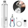 OWNPETS Dog Nail Grinder Clipper, 2-Speed Rechargeable Electric Nail Grinder for Dogs with 3 Grinding Ports, Pet Nail Clippers and Trimmer for Small, Medium, Large Dogs, Cats, Rabbits- White