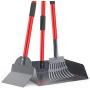 X-TECOKIT Larger Pooper Scooper - Durable & Sturdy Rake, Spade, Tray Set with Long Handle Great for Large Small and Multi Dogs - Poop Scoop No Bend Down Easy to Use for Yard Grass Gravel Dirt