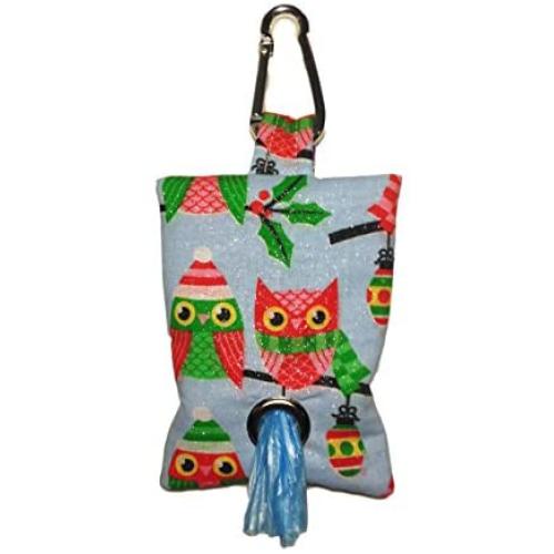 Barkertime Owl with Glitter Dog Poop Bag Dispenser - Made in USA - Great Gift for Dog Owner