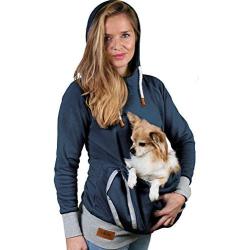 Pet Pouch Hoodie Small Pet Carrier - Dog Cat Pouch Hoodie Sweatshirt Kangaroo Pocket Holder - No Ears - Womens Fit