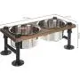 MyGift Rustic Wood and Industrial Metal Double Pet Dog Cat Feeder with Stand MyGift Rustic Wood and Industrial Metal Double Pet Dog Cat Feeder with Stand