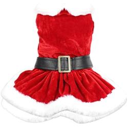 Parisian Pet Dog Cat Pet Xmas Holiday Christmas Mrs Claus and Santa Claus Winter Dress