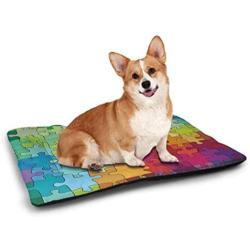 Pet Bed Abstract Waterproof and Machine Washable Colorful Dots Circular Disc Shaped Round Forms Kids Nursery Cute Graphic Print Multicolor
