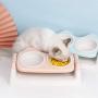 ocijf179 Pet Feeding Bowl Cat Dog Double Bowls Drinking Feeding Feeder Water Dispenser Food Container - Green