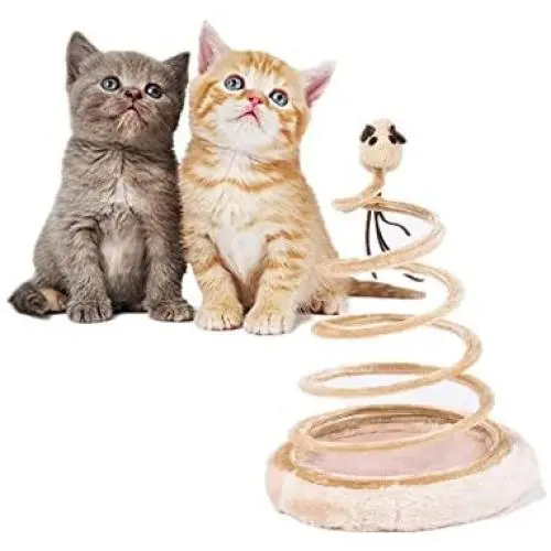 Cat Mice Toy, Ji Speed Spring Spiral Cat Kitty Toy with Mouse Interactive Cat Teaser Toys-Efficient Way To Keep Your Cats Kitten Entertained, Kitten-sized, Beige Cat Mice Toy, Ji Speed Spring Spiral Cat Kitty Toy with Mouse Interactive Cat Teaser Toys-Efficient Way To Keep Your Cats Kitten Entertained, Kitten-sized, Beige