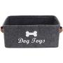 Brabtod Felt Dog Toys Storage Bins with Leather Handle, Dog Cat Toys Clothes Blankets Pet Toys leashes and Food